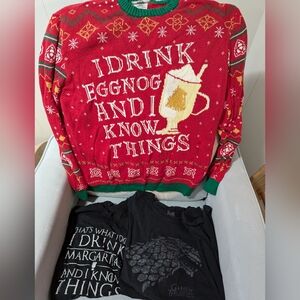 🔥Donating 11/30🔥 VGUC Holiday Game of thrones XXL sweater + 2 bonus GOT shirts